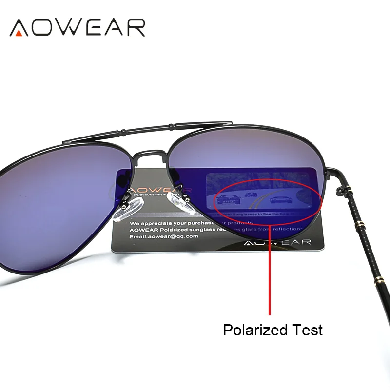 AOWEAR негабаритных поляризованных солнцезащитных очков Для мужчин авиации Пилот солнцезащитные очки для Для мужчин/Для женщин Открытый вождения очки оттенки очки