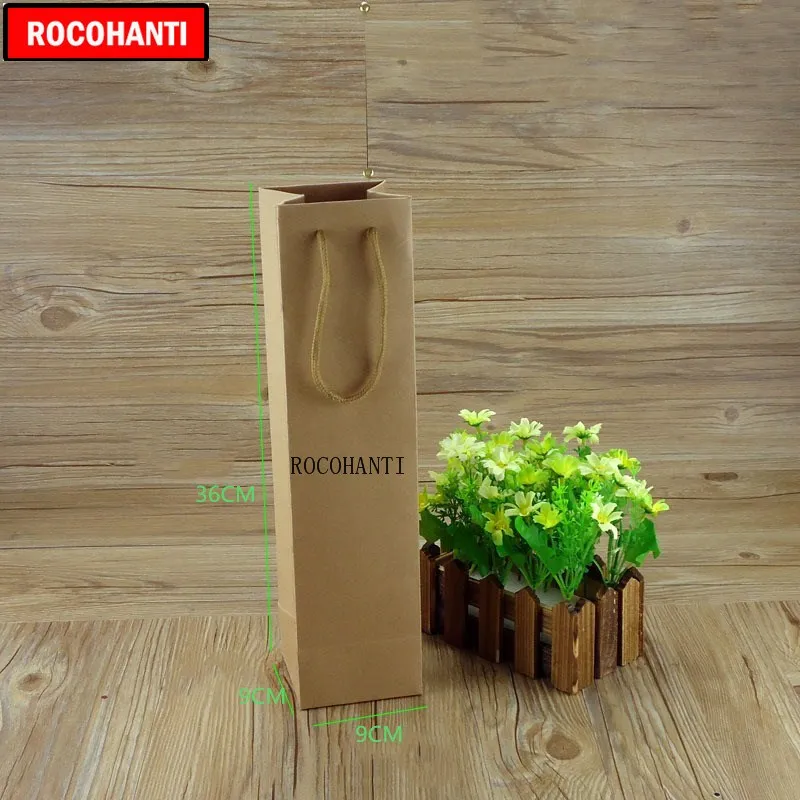 

50x Custom Reusable Paper Wine Tote Bag with String Handles Customized Printing LOGO Accept Brown Black Color