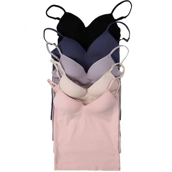 

Women Modal Adjustable Strap Built In Bras Lady Padded Self Mold Sport Bra Yoga Top