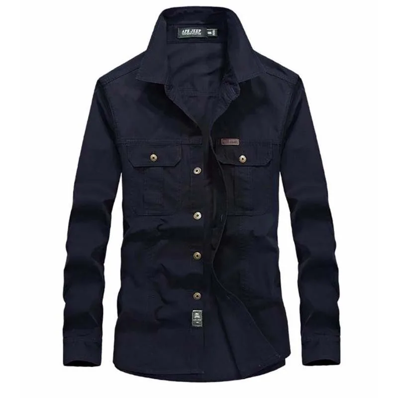 Dark blue Мужская одежда осенние Рубашки 4XL 5XL 6XL повседневные мужские хлопковые рубашки с длинными рукавами рубашка Camisa Hombre цвета блузка Vestido одежда - Цвет: Dark blue