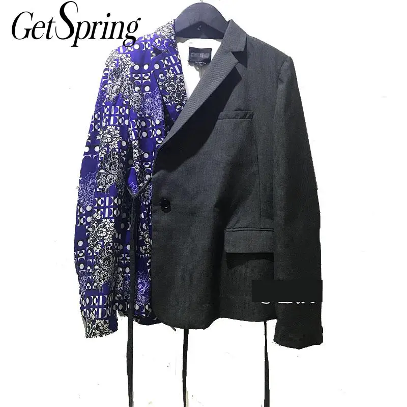 GETSPRING Женское пальто Женский костюм Лоскутная Печать нерегулярные женские