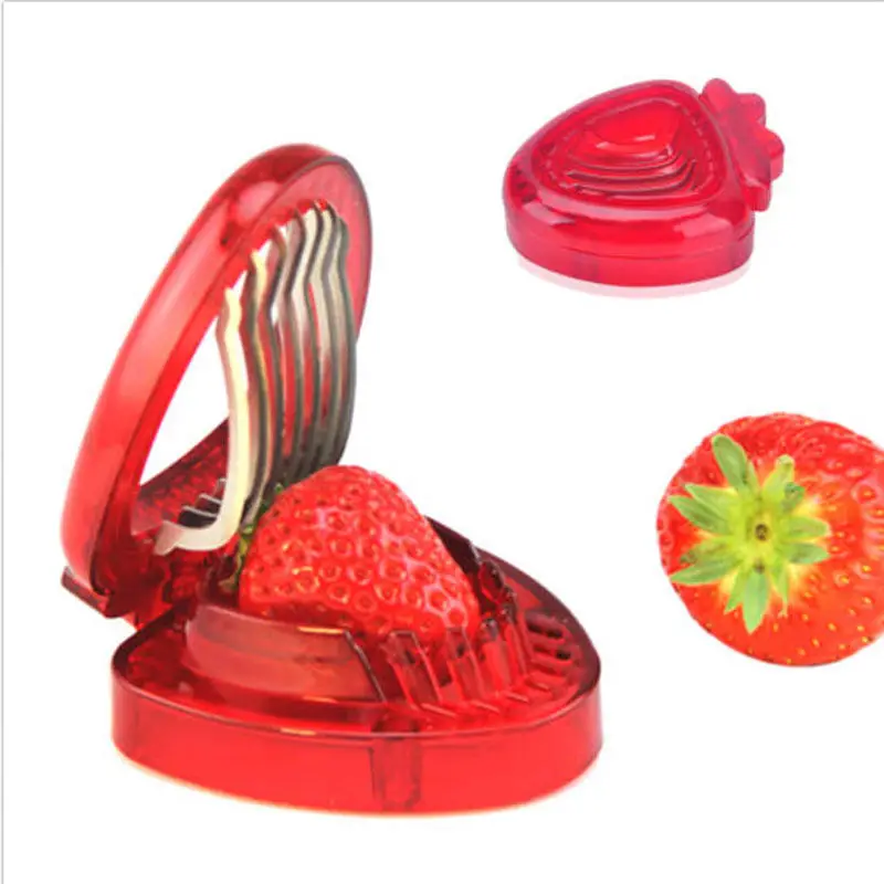 Красный клубника слайсер пластиковые фрукты резьбы инструменты салат резак