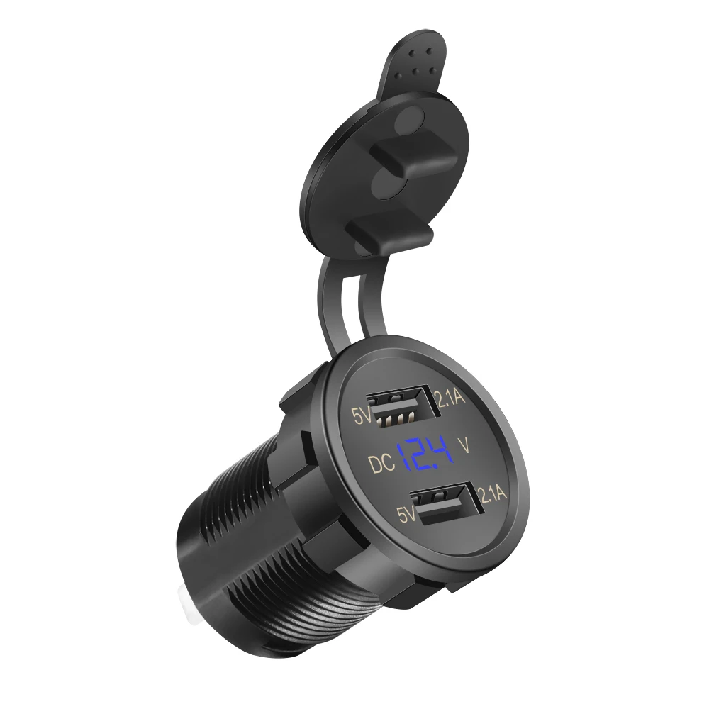 Автомобильное зарядное устройство с двумя портами USB гнездовой разъем автомобильное зарядное устройство с светодиодный индикатором зарядное устройство для мобильного телефона s водонепроницаемый 5 V