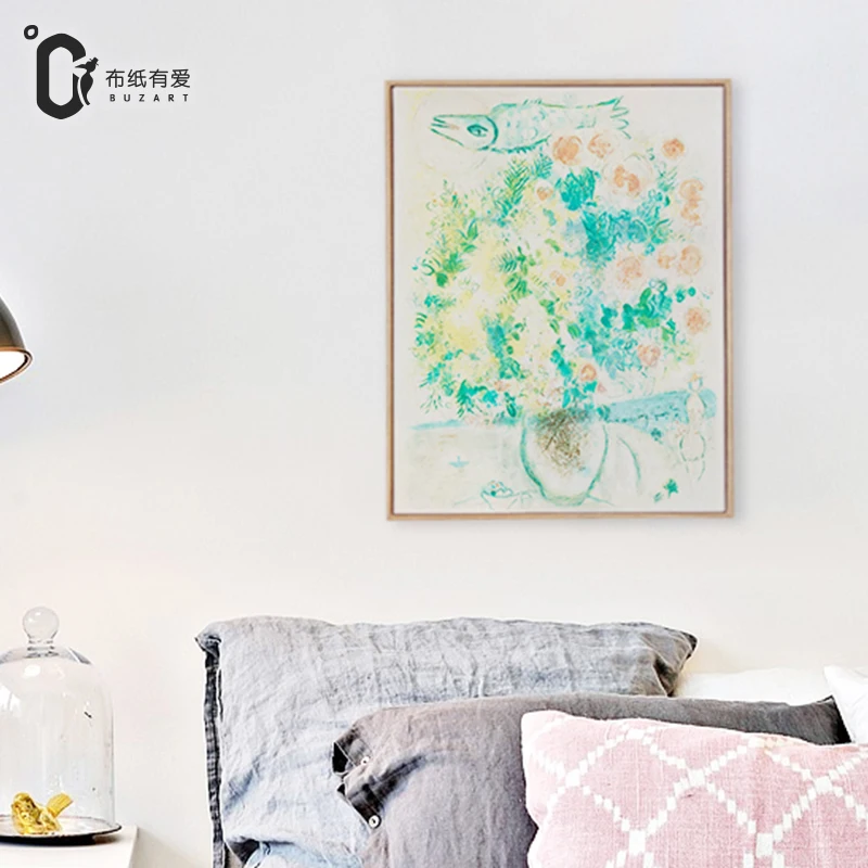 Цветы и Рыба для гостиной диван украшенный стеной холст живопись ресторан фрески