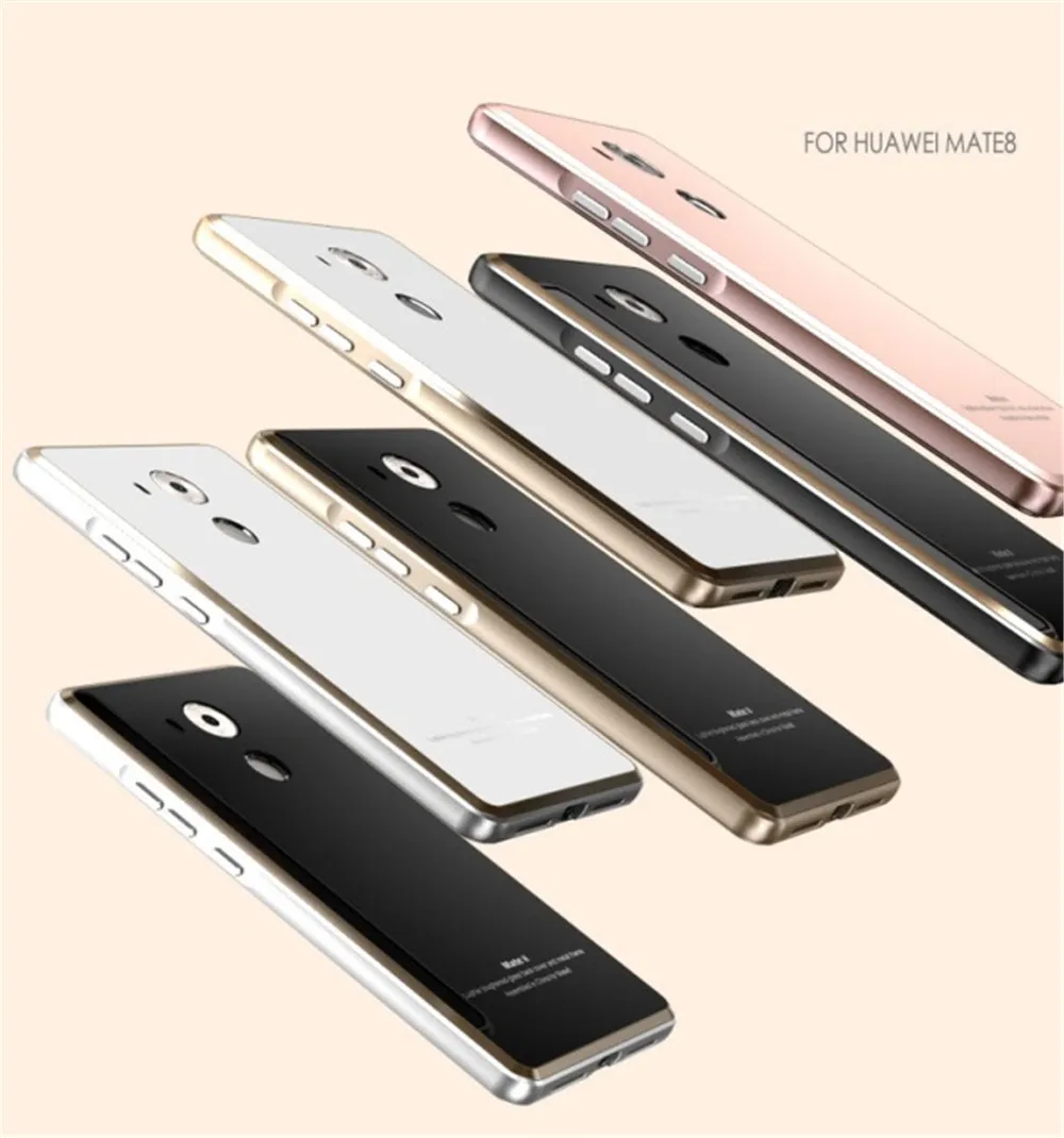 Mate 8 Case Оригинальный Роскошный Закаленное Стекло Задняя Крышка + Металл