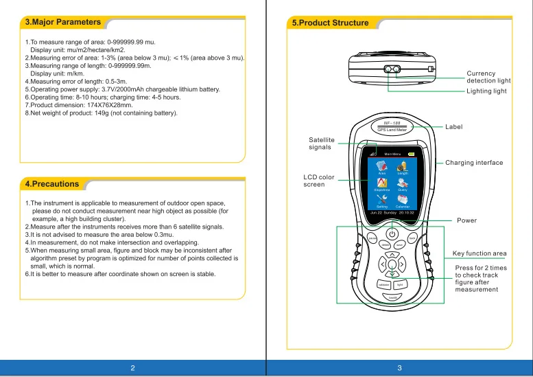 Gps земельный метр NF-198 gps-оборудование для съемки для фермы и картографирования площади измерения дисплей измерения значение