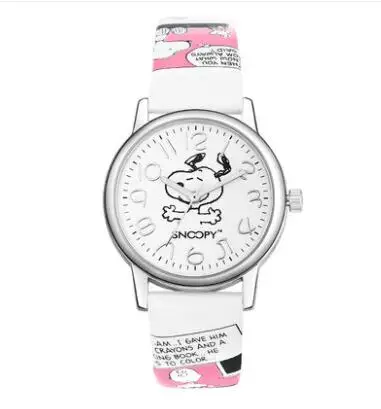 Pink Snoopy, детские часы, детские часы для мальчиков, мультяшный ремешок, студенческие часы, Брендовые повседневные модные милые кварцевые наручные часы, водонепроницаемые - Цвет: Pink