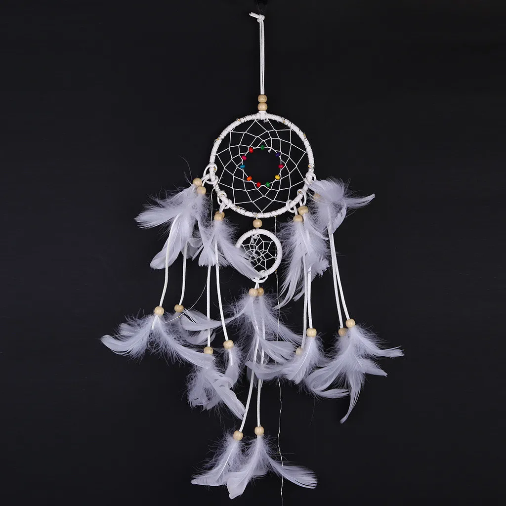 Светодиодный светильник Ловец снов из перьев ручной работы традиционный