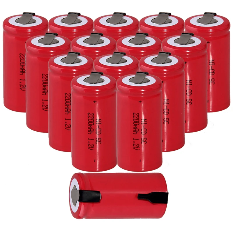 Реальная емкость 15 шт аккумулятор SC 1 2 v батареи перезаряжаемые 2200mAh nicd akkumulator для