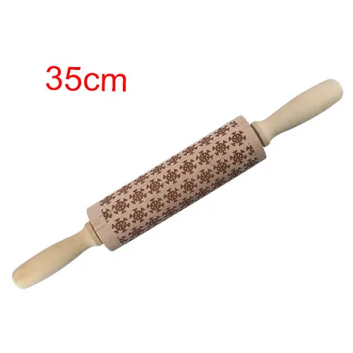 35cm Small Snowflake 35 см/43 см Рождественская олень тиснение Скалка Лось выгравировано резное дерево тиснение Скалка Снежинка Олень выпечка - Цвет: 35cm Small Snowflake