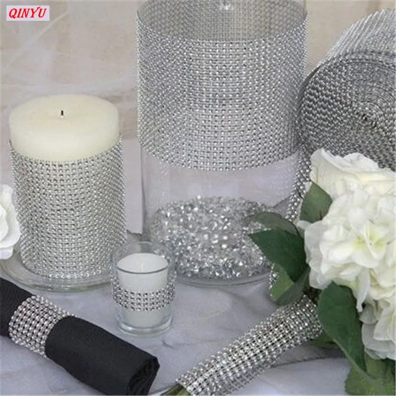 4 мм 24 ряда Алмазная сетка отделка Блестящий Бриллиант 90 см * 12 принадлежности для