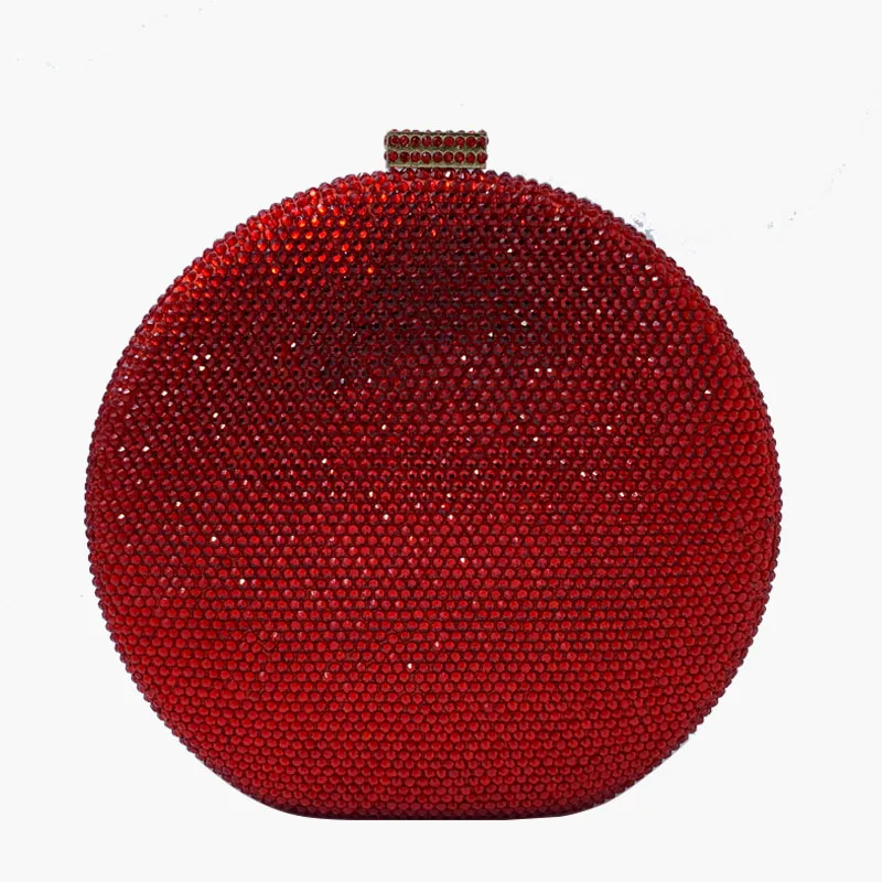 Red Королевские женские сумки-мессенджеры, женский рюкзак samll, круглая сумочка, мини-клатч с кристаллами, вечерняя сумка, Прямая поставка - Цвет: Red