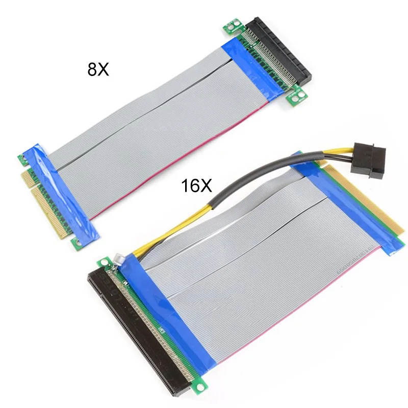 Riser PCI E PCIE Express 8X/16X Extender Card с адаптером питания Molex IDE и ленточным кабелем 20 см LSMK99| |