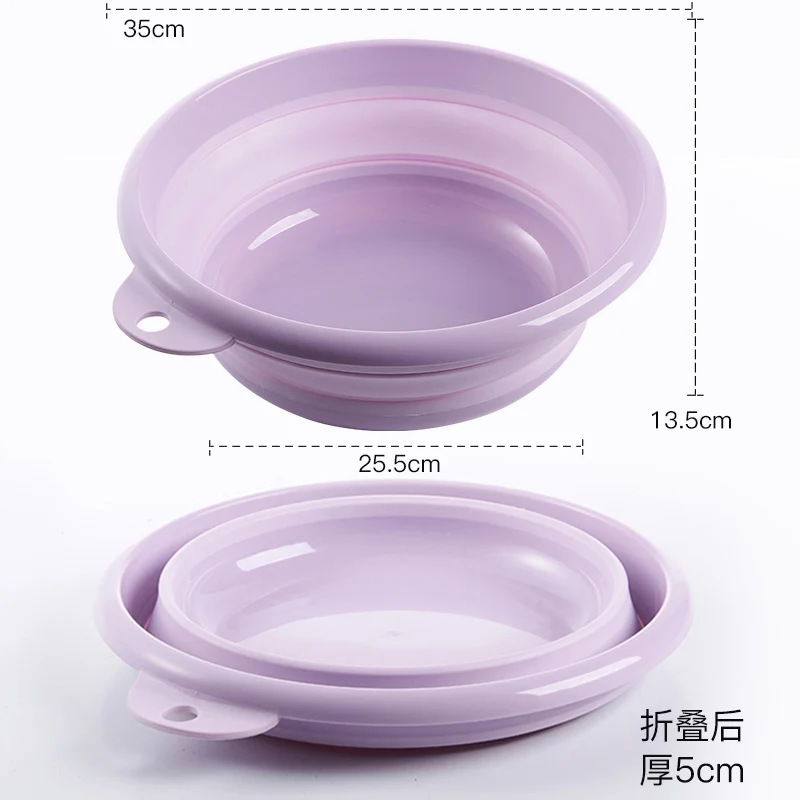 Portable Folding Plastic Basin Foldable Bucket home kitchen Bathroom washbasin Multi-purpose laundry wash basin - Цвет: L Purple