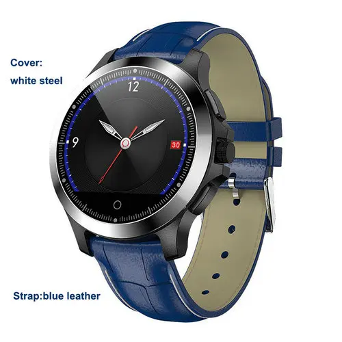 blue leather ЭКГ часы PPG сердечный ритм кровяное давление смарт-браслет трекер сна IP67 Водонепроницаемый умный Браслет для женщин и мужчин спортивный браслет - Цвет: blue leather