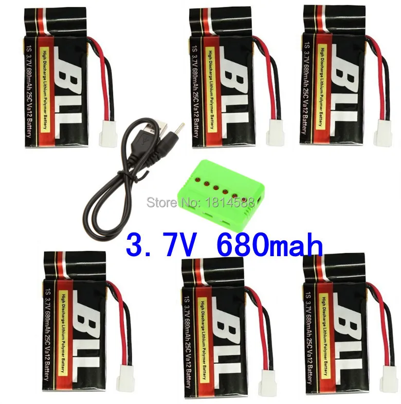 

6 in 1 Syma X5C X5C-1 X5A X5 X5SC X5SW H5C V931 CX30W Lipo Battery Charger 6Pcs 3.7V 680mAh 20C Battery