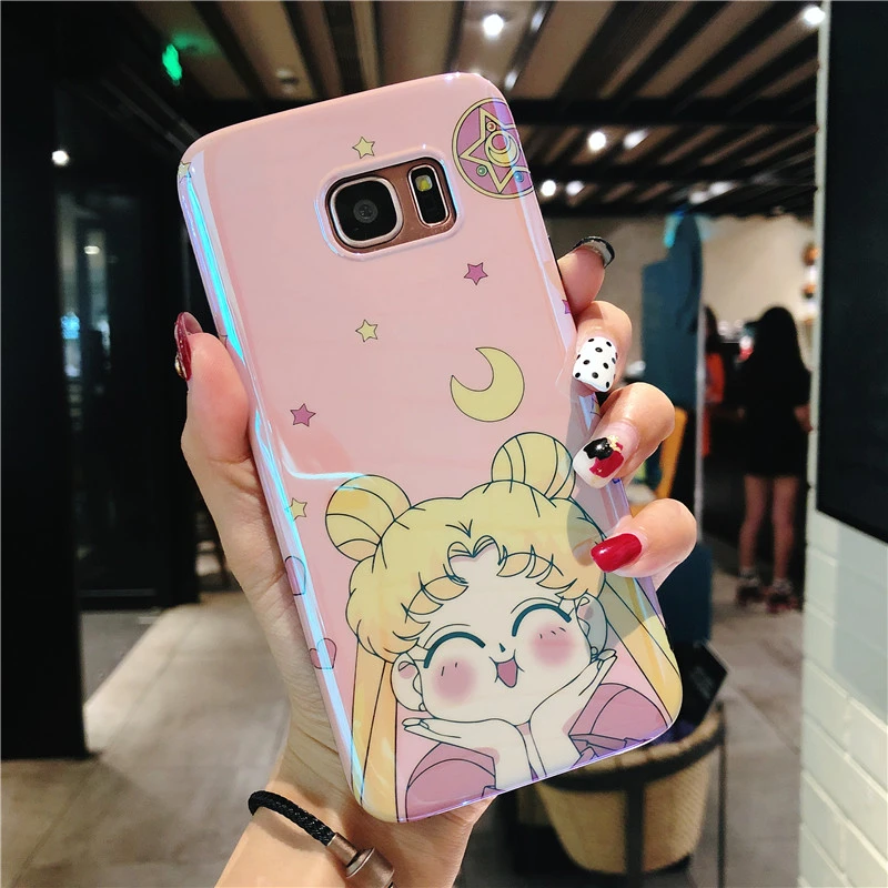 only case Для Xiaomi Mi8 M8 6X розовый Сейлор Мун мягкий чехол для Xiaomi 6X милый мультяшный чехол+ подставка+ ремень - Цвет: only case