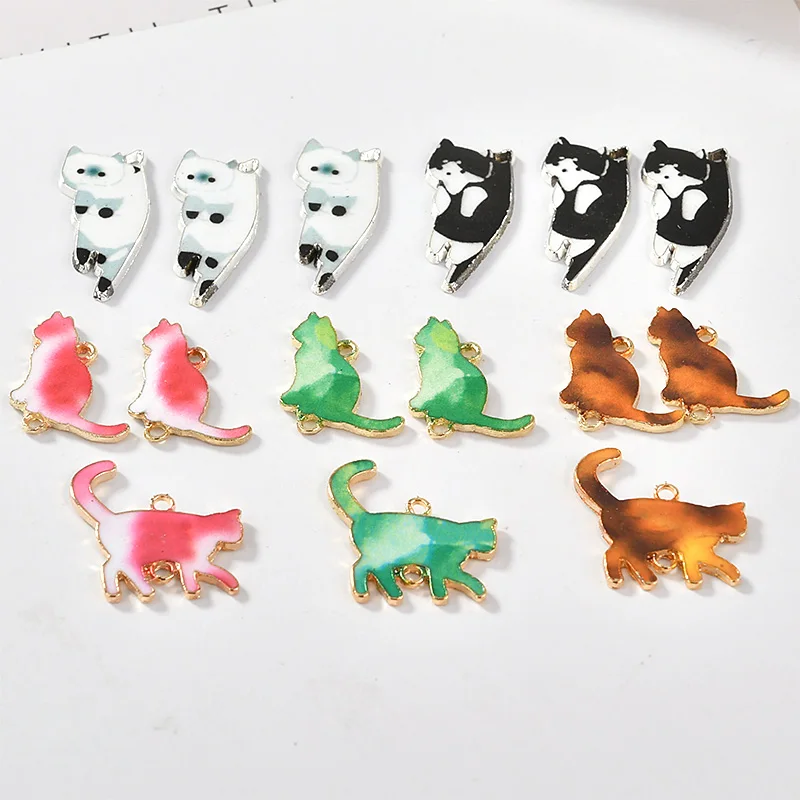

Diy jewelry making double hook cute cat shape alloy charms earring/bracelet/necklace pendants accessory
