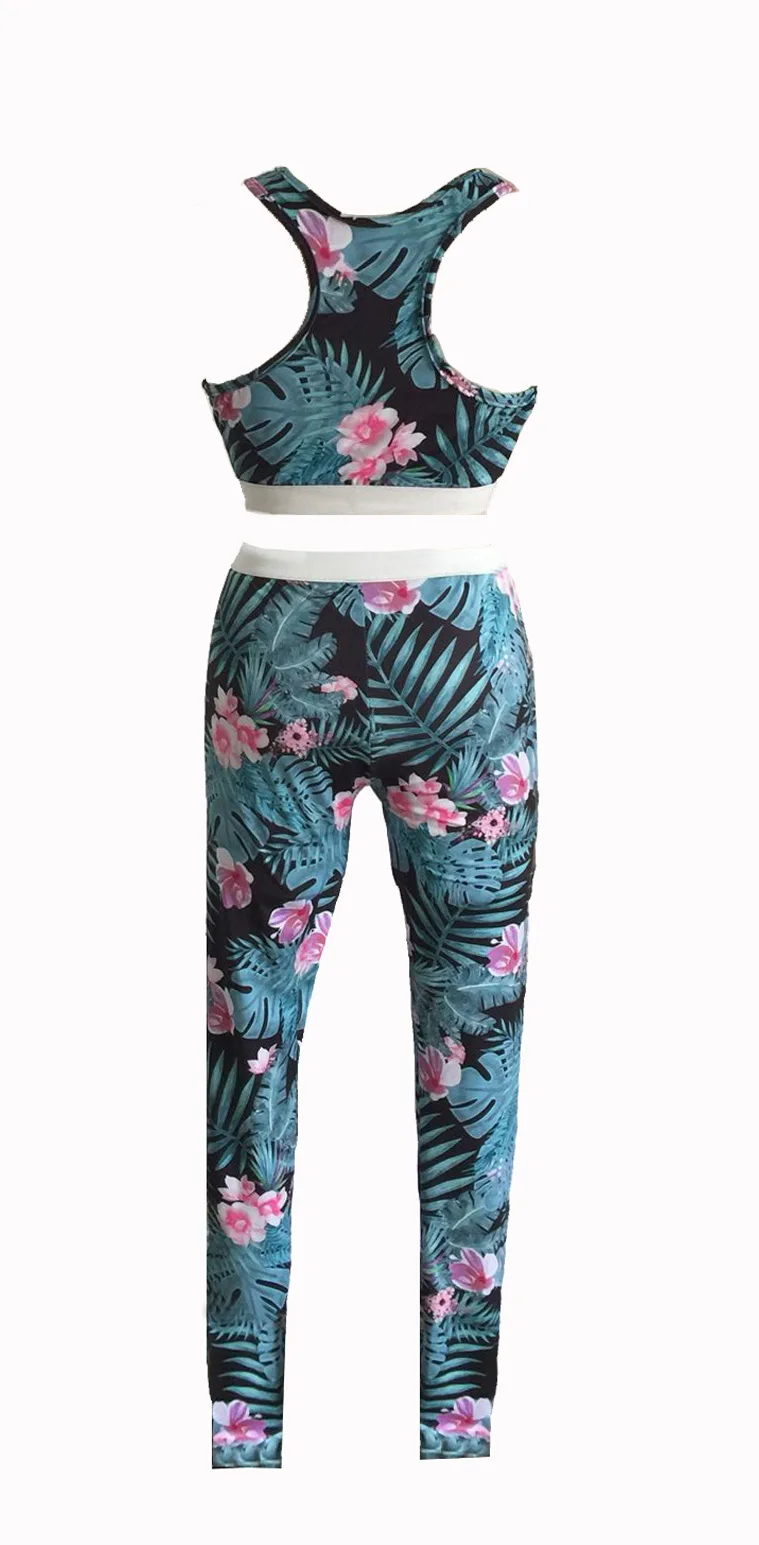 Women Professional Padded Shockproof Sports Bra and Floral Printed Yoga Pants Gym Jogging Stretch Workout 2 PCS Running Set | Спорт и