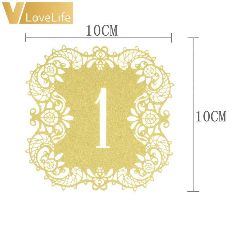 10 шт. бежевого и золотого цвета Ажурные кружевные настольные карты с номером