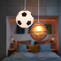 modern football basketball globe glass ball pendant lights led sport hanging lamps childrens room bedroom indoor lighting decor
