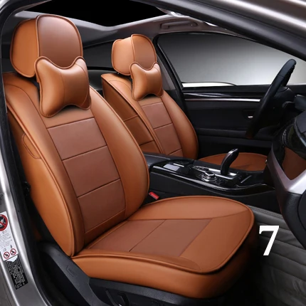 brown for 7 seat Кожаные чехлы для сидений автомобиля carпортного автомобиля для hyundai Santa fe, чехлы для сидений автомобиля и аксессуары, сшитые по индивидуальному заказу чехлы для сидений, наборы протекторов для подушек - Название цвета: brown for 7 seat
