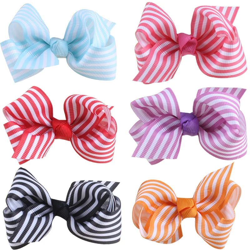 

5pcs/lot Beauty Colorful 3 Inch Grosgrain Ribbon hair Bows Accessories With Clip Boutique Bow Hairpins Hair Ornaments