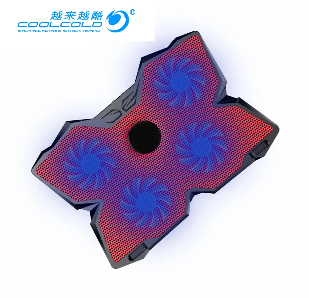 Coolcold Laptop Cooler Pad 14" 15.6" 17" with 5 fans 2 USB Port slide-proof stand Notebook Cooling Fan with light Coolcold Laptop Cooler Pad 14" 15.6" 17" with 5 fans 2 USB Port slide-proof stand Notebook Cooling Fan with light