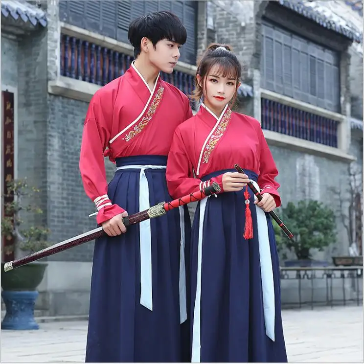 Унисекс оригинальный Hanfu GuangDong вышитый мечи для мужчин и женщин стиль Униформа