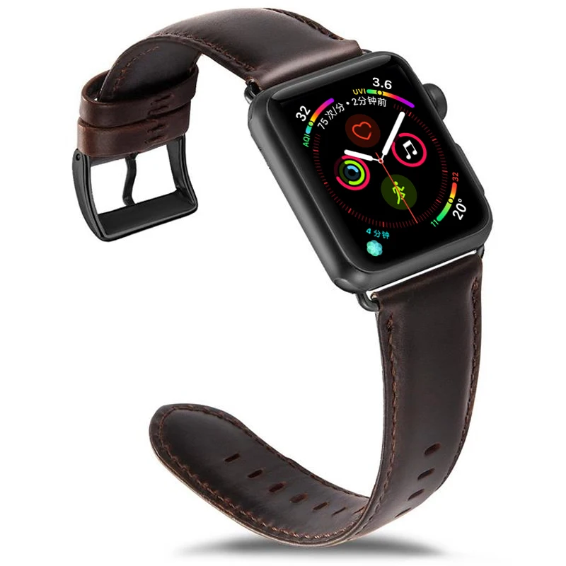 Ремешок из натуральной кожи для Apple watch 5 band 44 мм 40 браслет iwatch 42 38 аксессуары apple Watch