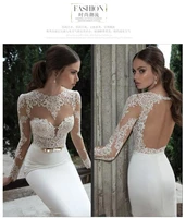 new hot selling custom made wedding dresses vestido de noiva casamento robe de mariage mermaid lace backless sashes