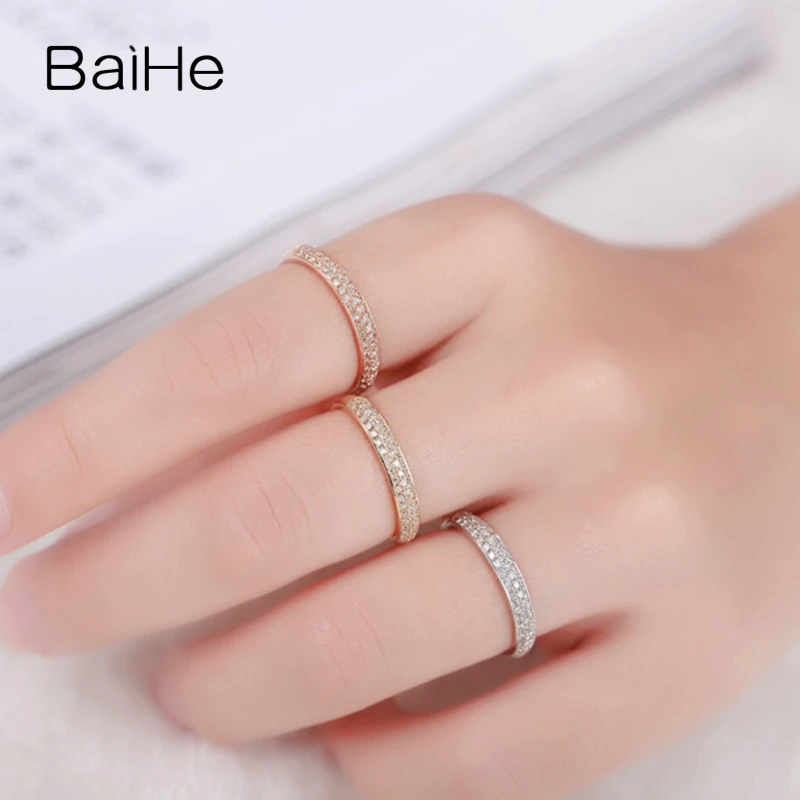 

BAIHE Solid 14K Yellow Gold(AU417) 0.2ct H/SI Round Natural Diamonds Engagement Women Fine Jewelry GIFT Diamond Ring