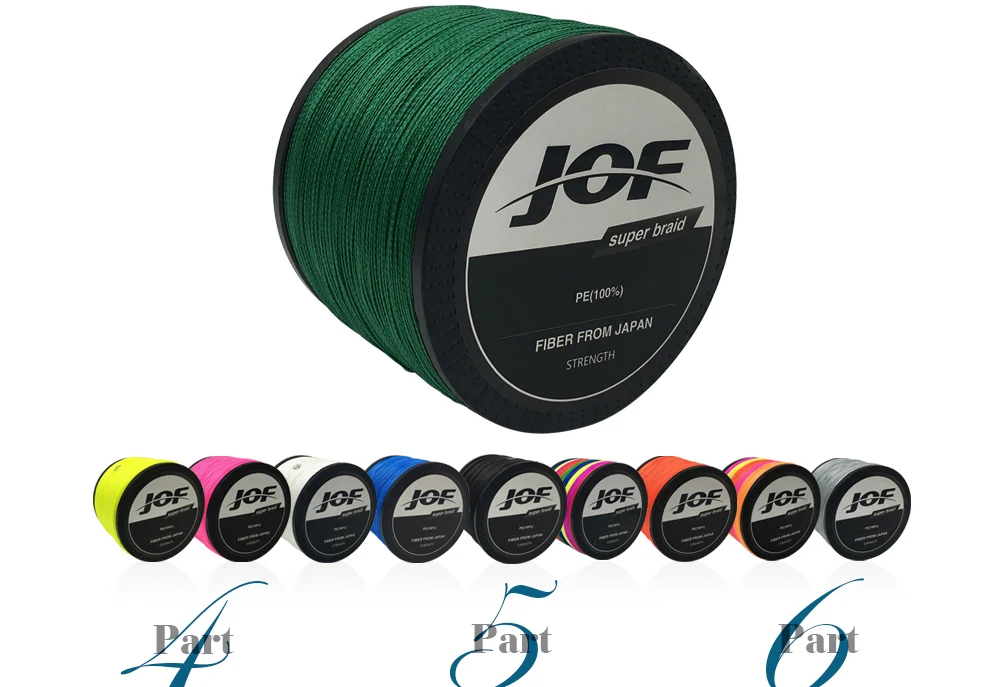 JOF 1000 м 18LB-80LB PE мультифиламентная 4 нити плетеная леска для океанской рыбалки, супер прочная цветная плетеная леска для ловли карпа