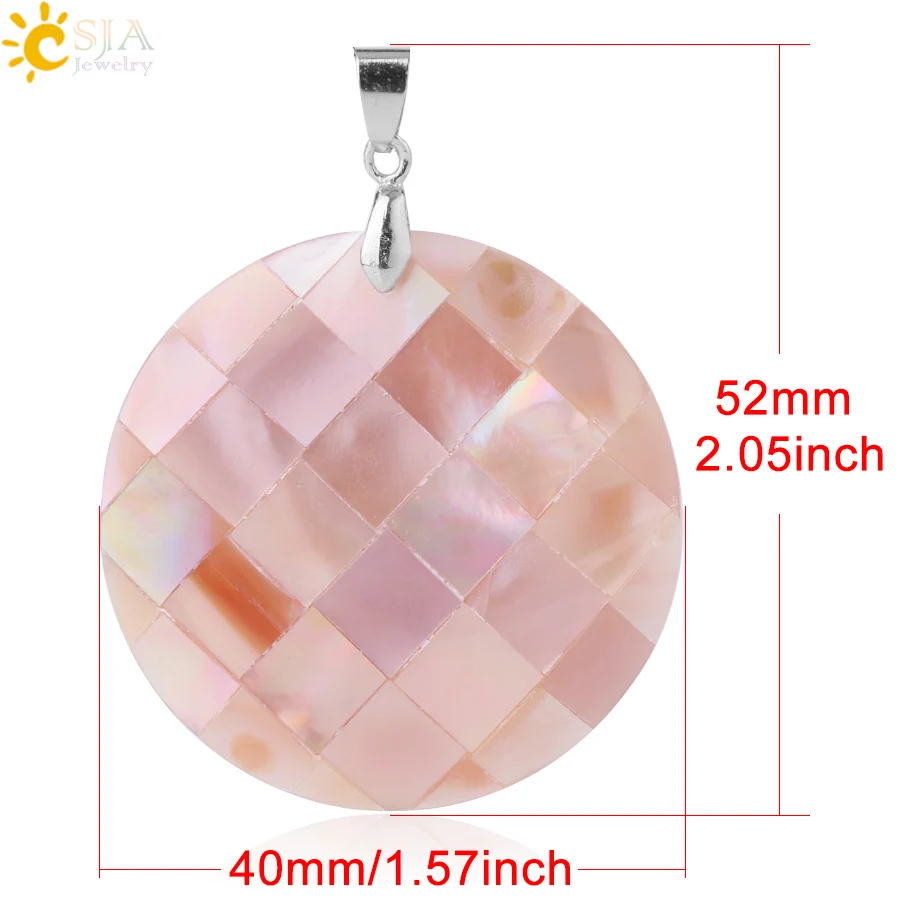 CSJA Натуральная Розовая ракушка Круглые Подвески ракушки перламутр кулон