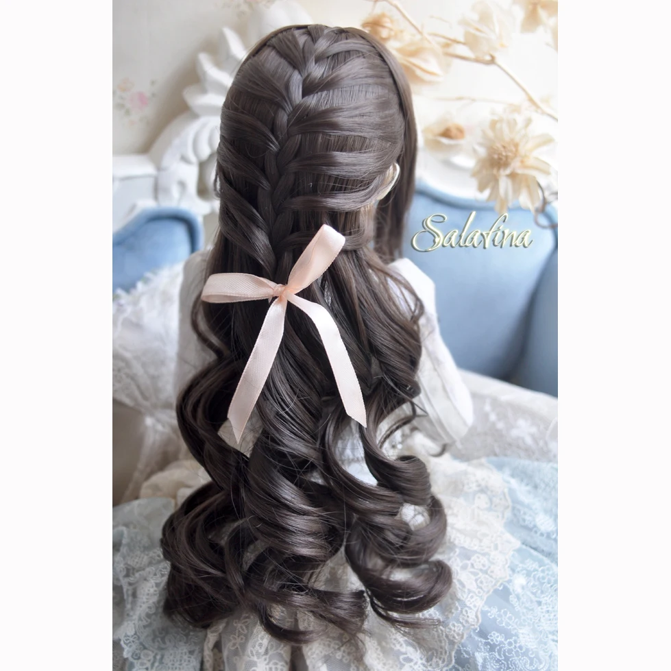 Allaosify 1/3 1/4 1/6 Bjd Doll Wig High Temperature Silk Brownish Black Long Curly Hair Free Shipping Synthetic | Игрушки и хобби