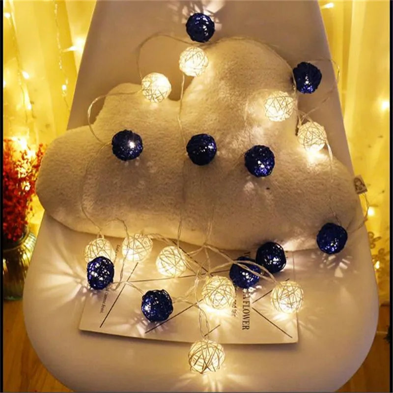 3 м 20 Led белый фиолетовый ротанга шарики сказочные декоративные световые гирлянды