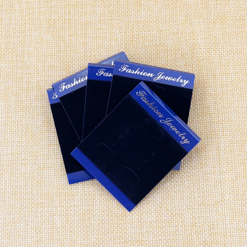 

500 шт темно-синие пластиковые бархатные ювелирные карточки для демонстрации серег 5*6 см, бирки для ювелирных изделий, упаковка для сережек, и...