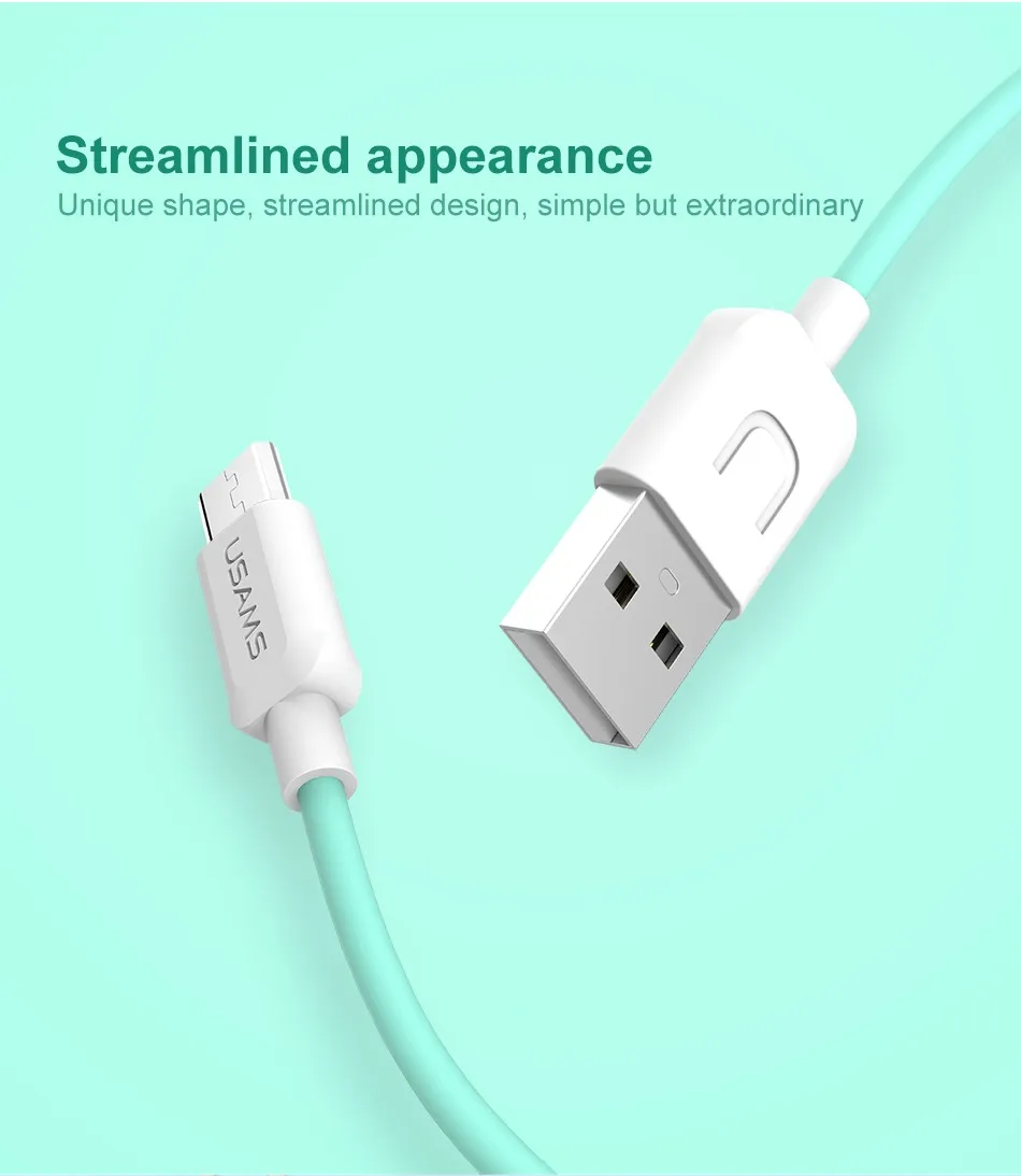Адаптер для мобильных телефонов USAMS кабель Micro USB для телефона Android быстрое зарядное устройство usb-кабель для samsung Xiaomi LG htc Microusb кабель для передачи данных