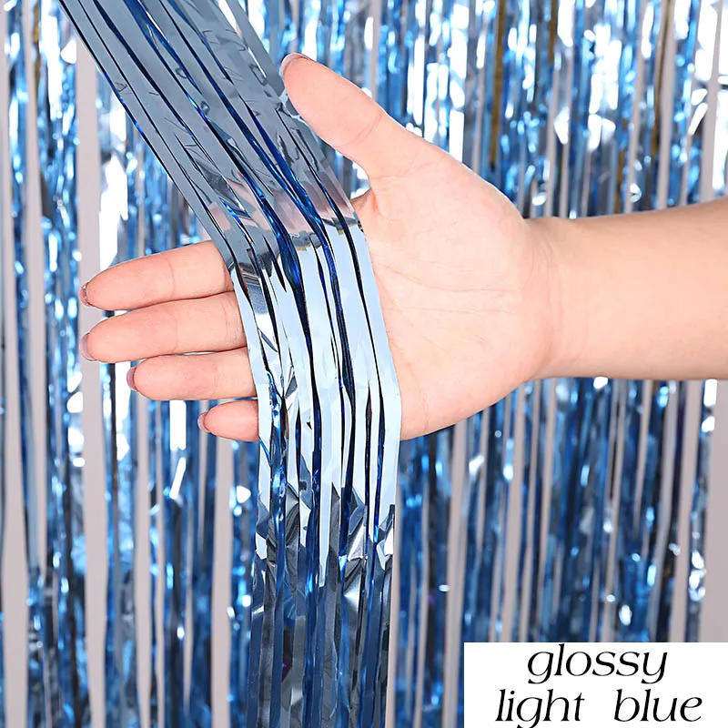 glossy-light blue Свадебное украшение, занавеска из фольги с блесной, занавеска на день рождения, свадьбу, блесток, фон для взрослых, единорог, вечерние занавески на стену для детского душа - Цвет: glossy-light blue