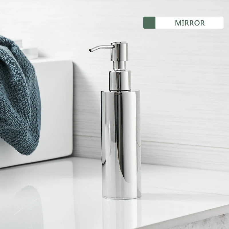 Mirror FLG диспенсер для жидкого мыла, современный кухонный 200 мл, нержавеющая сталь, круглая основа, аксессуары для ванной комнаты, матовый никель, зеркальная бутылка для рук - Цвет: Mirror