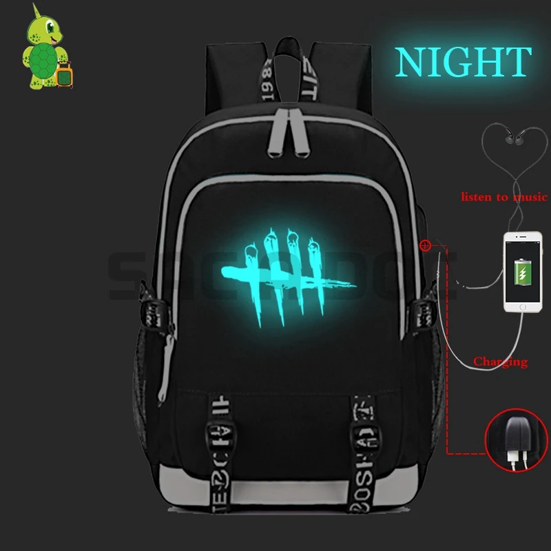 Рюкзак для ноутбука Dead By Daylight с зарядкой через usb для подростков, девочек и мальчиков, светящиеся школьные сумки, многофункциональный рюкзак для путешествий