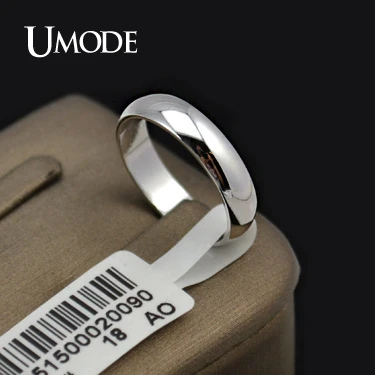 UMODE Полированные обручальные кольца с покрытием из белого золота для мужчин и