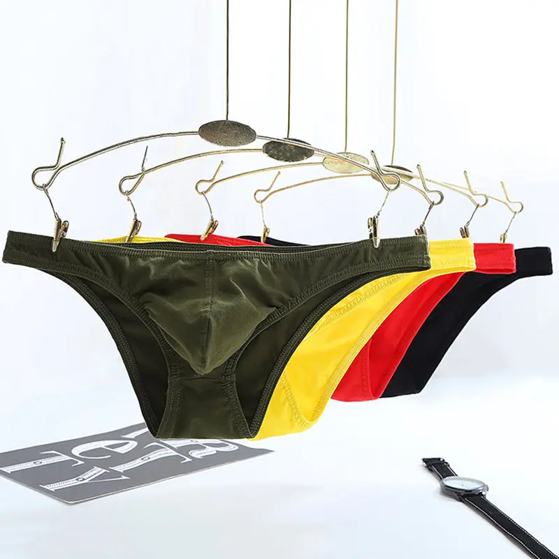 

4PCS Mens Underwear Sexy Low rise Lingerie Briefs Males Solid Color Underpants Homme Cueca Panties Soft Jockstrap Summer Newly