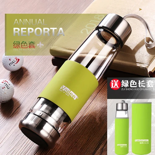 450-550-600ml термостойкая стеклянная бутылка для воды Нижняя чайная утечка с фильтром My Bottle To отправьте друзьям лучший подарок - Цвет: N-550 ml green
