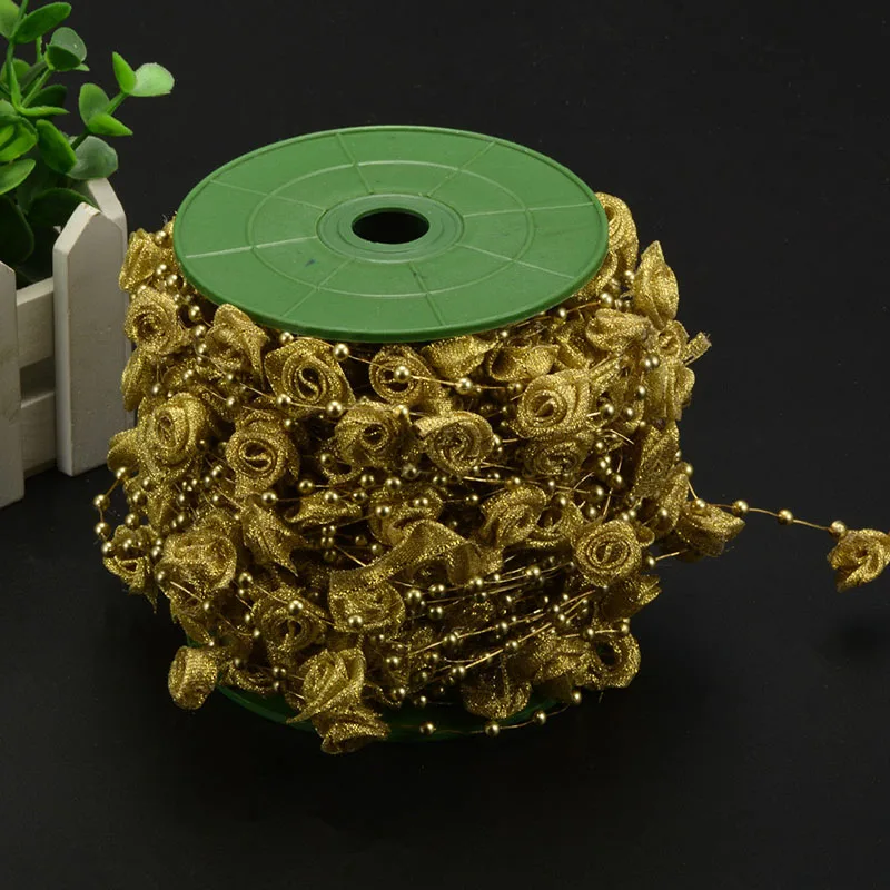 10 метров/рулон 4 мм искусственные жемчужные бусины цепочка 2 см атласная лента