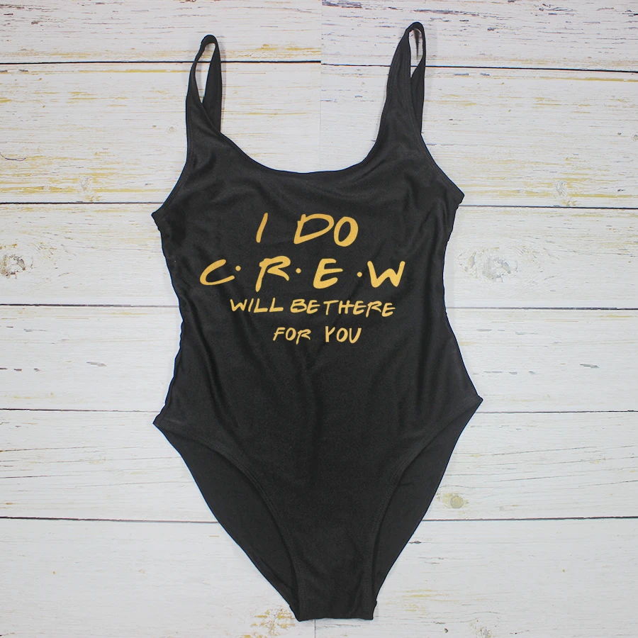Пляжная одежда с золотым принтом для невесты I DO Crew Цельный купальник подружки