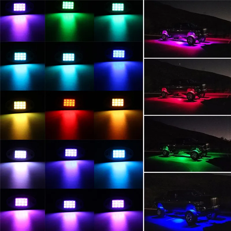 12V Беспроводное управление RGB светодиодный Рок светильник под рулевого колеса светильник 24 Вт bluetooth декоративный светильник для бездорожья для грузовиков, внедорожников, квадроциклов, наводненных каменной соли лампа