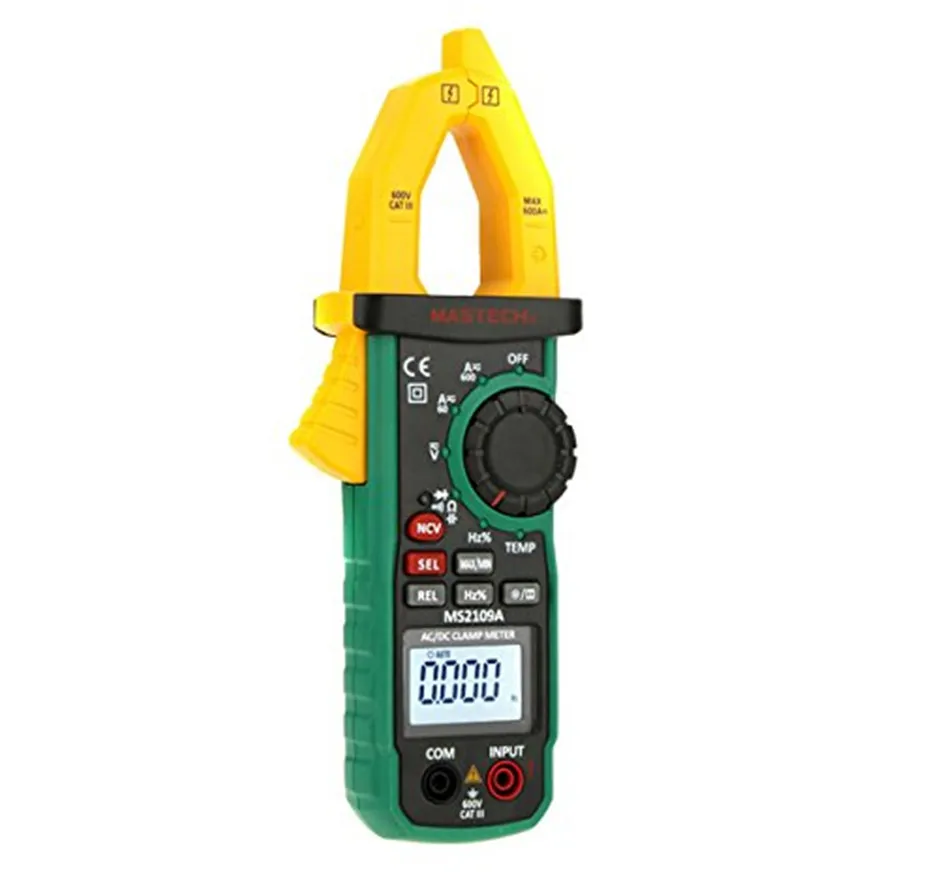 Mastech MS2109A Автоматический диапазон цифровой AC DC токовый клещи мультиметр Гц темп