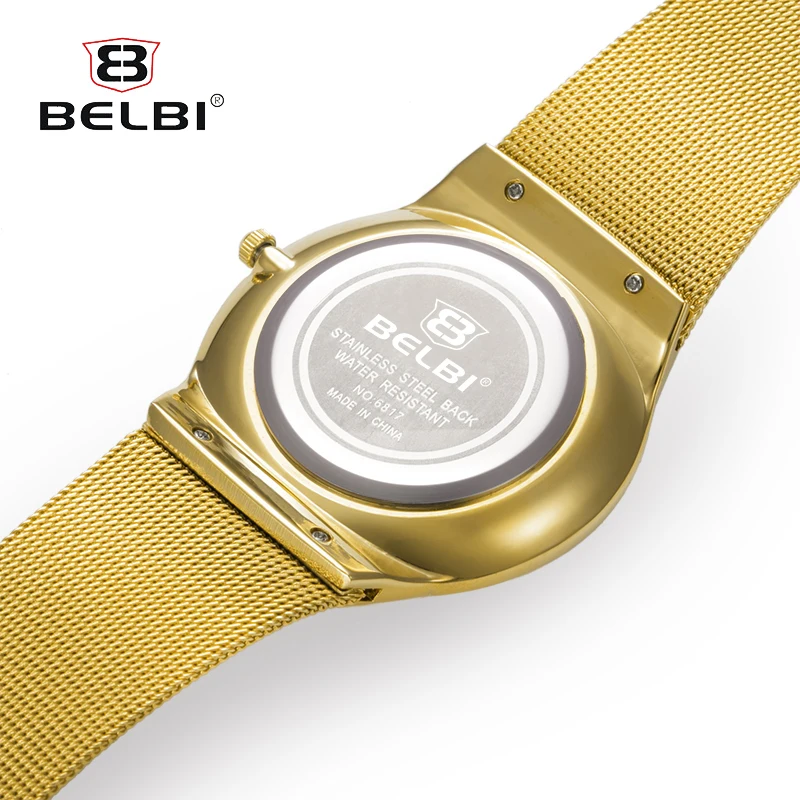 BELBI Мужские кварцевые наручные часы ААА Топ бренд ультра-тонкий стальной ремешок