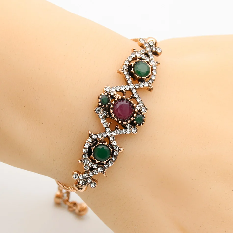 Модный турецкий женский браслет Ehnic из смолы античный золотой цвет полый